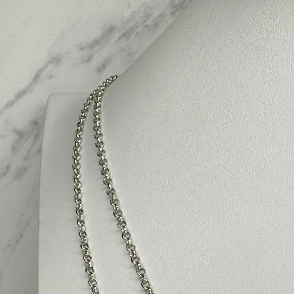 Chico's Layered Hammered Disc Rhinestone Silver Long Necklace ✨
